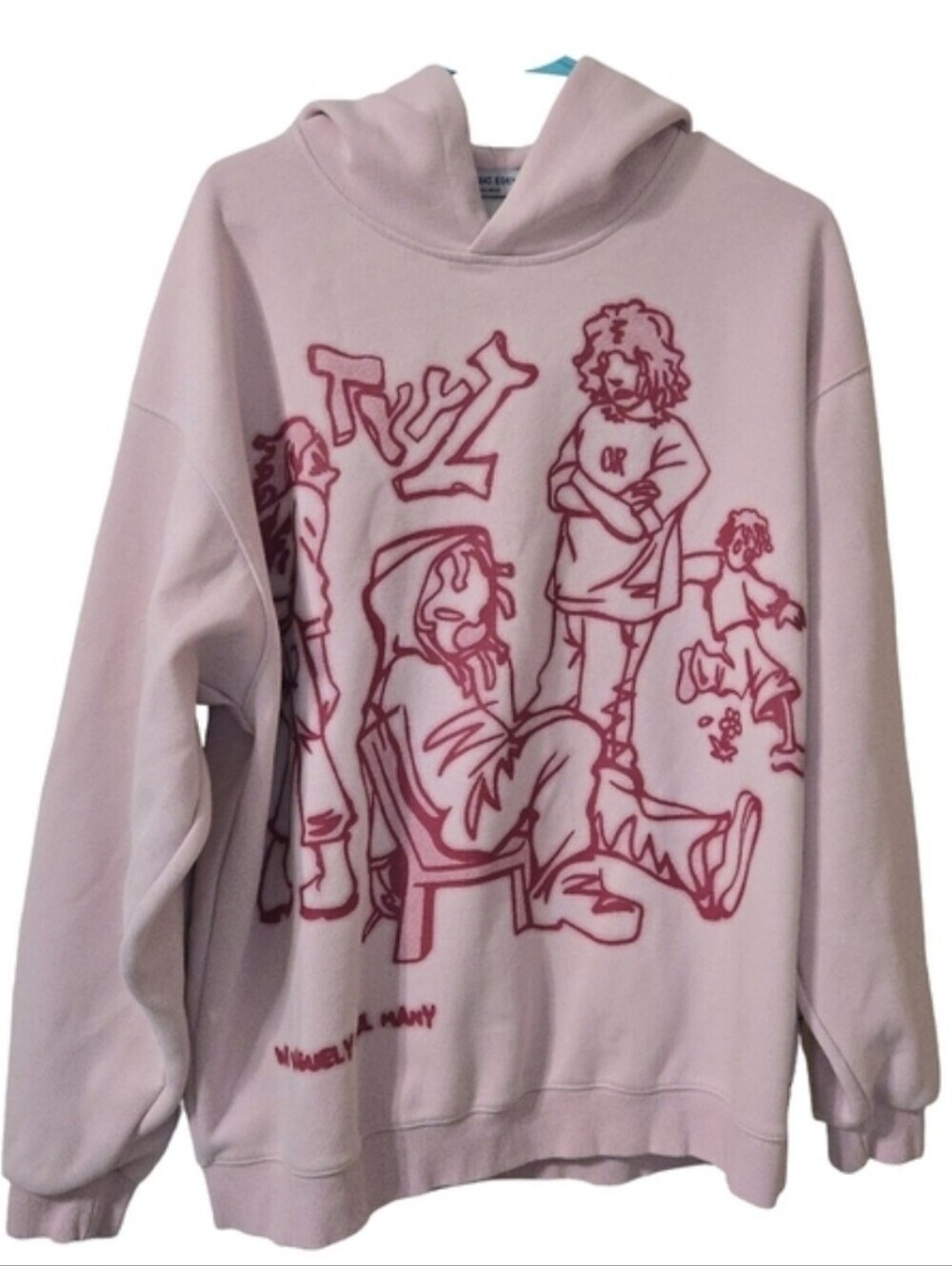 Aelfric Eden Light Pink Graphic Hoodie Anime Y2K Festuval Cozy Streetwear - Picture 13 of 13